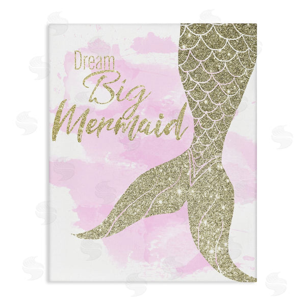 stupell industries Daniela Santiago | Dream Big Mermaid Quote Sparkle Pattern Fish Tail Wall Art