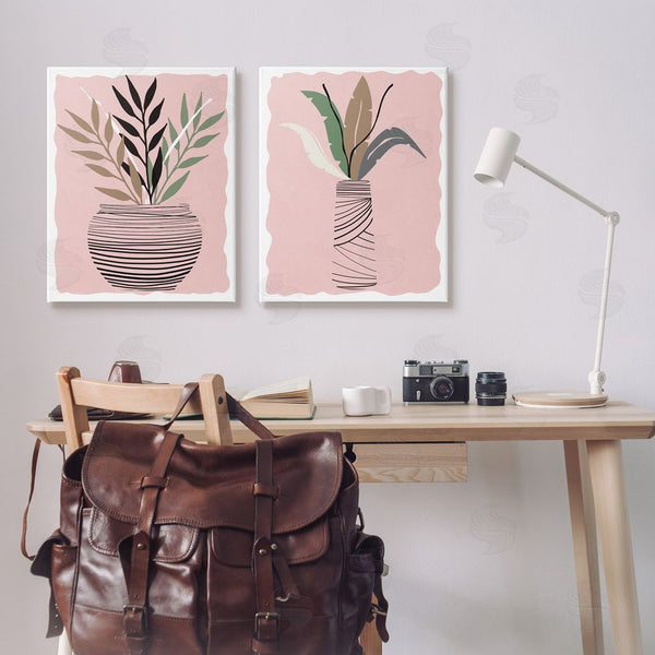 Stupell Industries Daniela Santiago | Eccentric Tropical Fern Leaves Abstract Plant Vase Wall Art