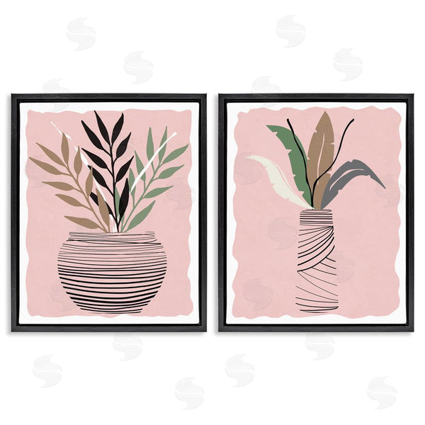 Stupell Industries Daniela Santiago | Eccentric Tropical Fern Leaves Abstract Plant Vase Wall Art