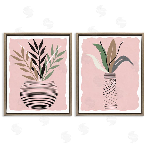Stupell Industries Daniela Santiago | Eccentric Tropical Fern Leaves Abstract Plant Vase Wall Art