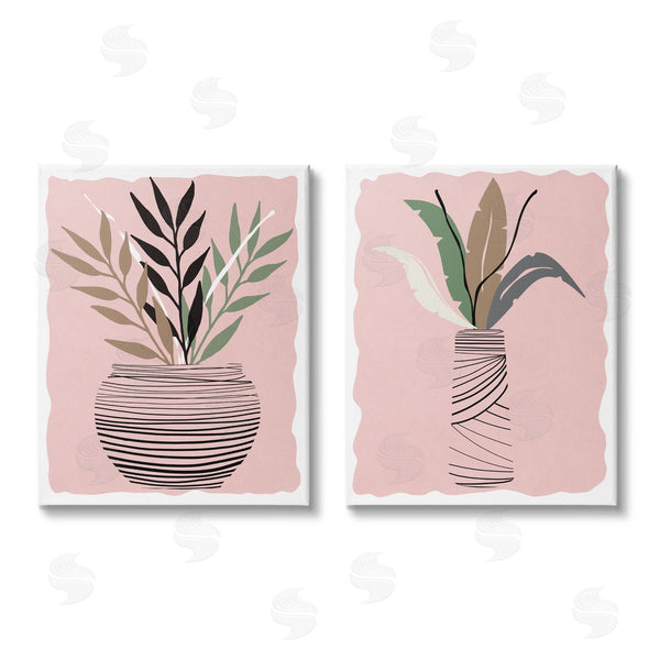 stupell industries Daniela Santiago | Eccentric Tropical Fern Leaves Abstract Plant Vase Wall Art