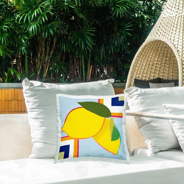 Stupell Industries Daniela Santiago | Geometric Lemon Fruit Printed Throw Pillow