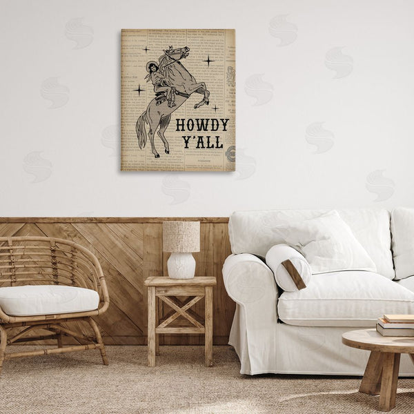 Stupell Industries Daniela Santiago | Howdy Y'all Vintage Newspaper Wall Art