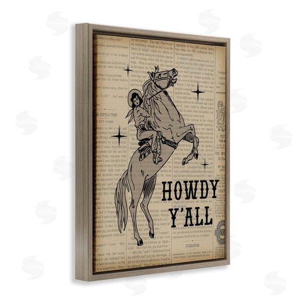 Stupell Industries Daniela Santiago | Howdy Y'all Vintage Newspaper Wall Art
