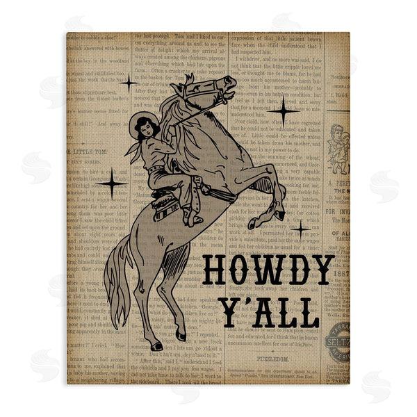stupell industries Daniela Santiago | Howdy Y'all Vintage Newspaper Wall Art