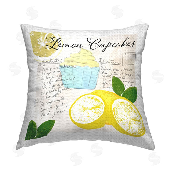 Stupell Industries Daniela Santiago | Lemon Cupcake Recipe Printed Throw Pillow