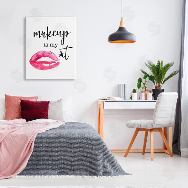 Stupell Industries Daniela Santiago | Makeup Is My Art Glam Lips Typography Style Wall Art