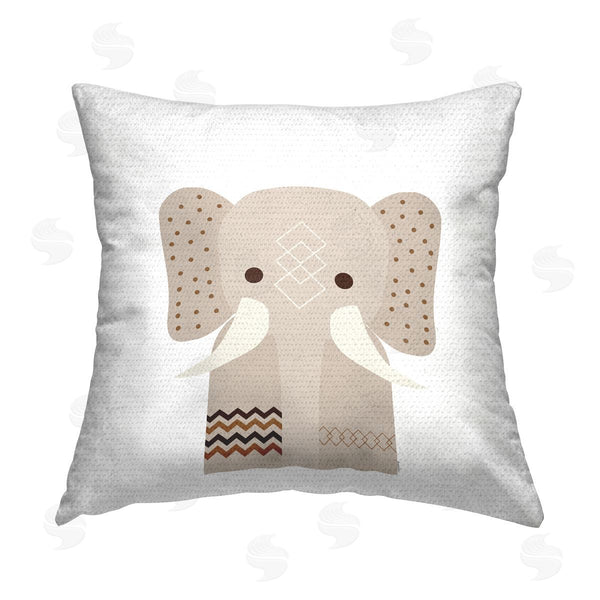 Stupell Industries Daniela Santiago | Neutral Tone Elephant Printed Throw Pillow