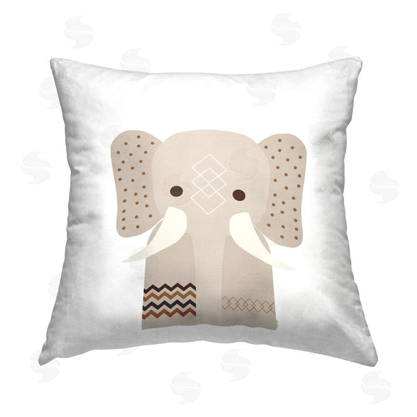 stupell industries Daniela Santiago | Neutral Tone Elephant Printed Throw Pillow