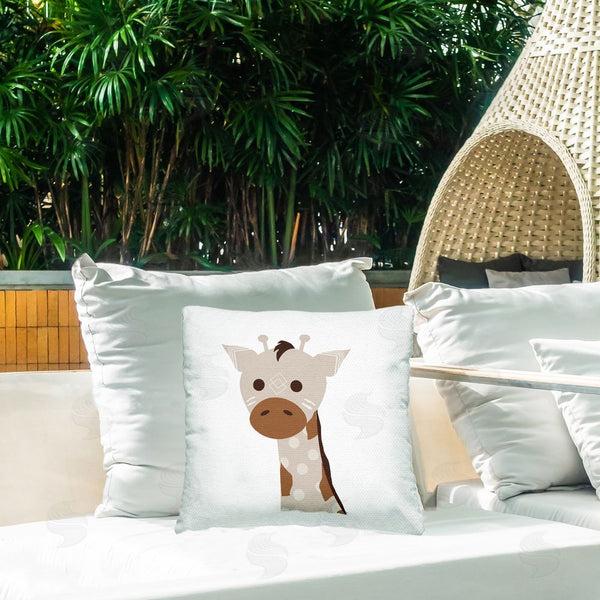 Stupell Industries Daniela Santiago | Neutral Tone Giraffe Printed Throw Pillow