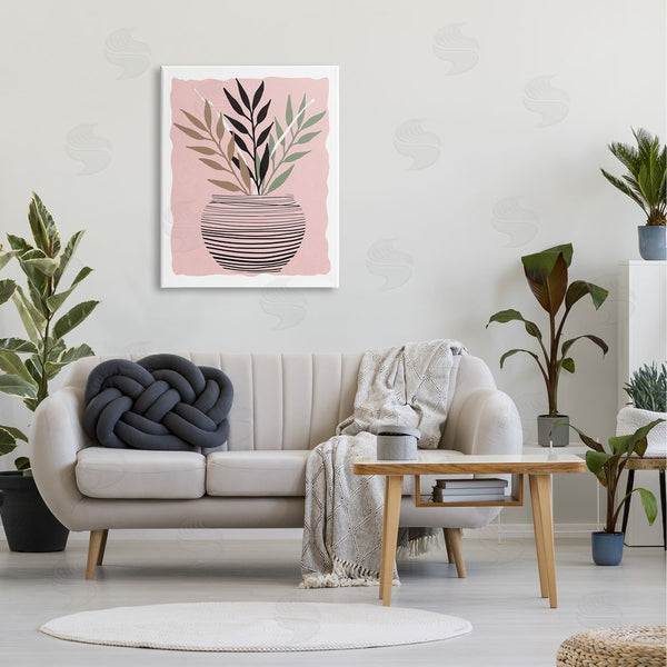Stupell Industries Daniela Santiago | Plant Sprout Branches Minimalistic Abstract Patterned Pot Pink Wall Art