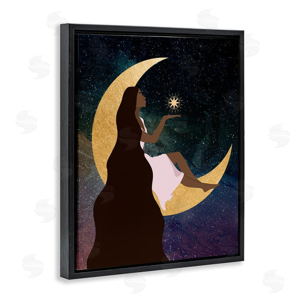 Stupell Industries Daniela Santiago | Woman On Moon With Starlight