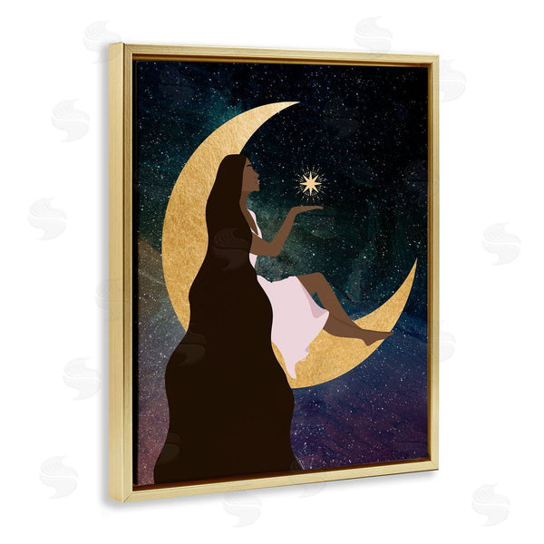 Stupell Industries Daniela Santiago | Woman On Moon With Starlight