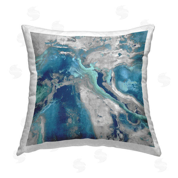 stupell industries Danielle Carson | Abstract Blue Water Foam Swirl Printed Throw Pillow