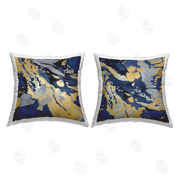 stupell industries Danielle Carson | Blue Glam Marbled Forms Printed Throw Pillow Set