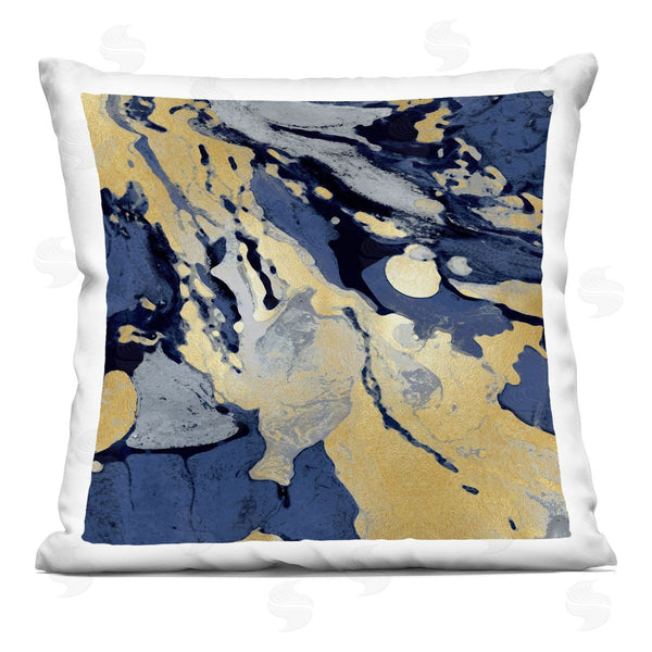 stupell industries Danielle Carson | Blue Glam Marbled Pattern Printed Throw Pillow