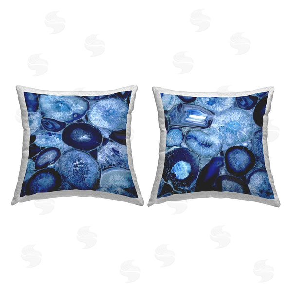 Stupell Industries Danielle Carson | Blue Varied Agate Geodes Printed Throw Pillow Set