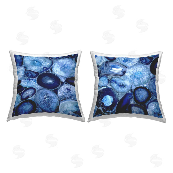 stupell industries Danielle Carson | Blue Varied Agate Geodes Printed Throw Pillow Set