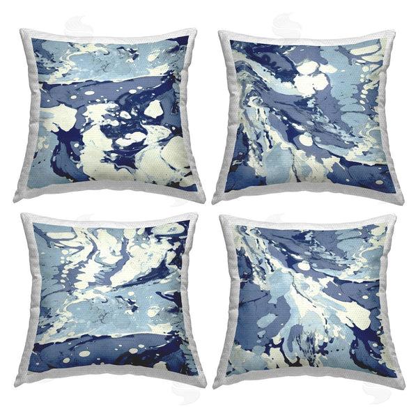 Stupell Industries Danielle Carson | Marbled Blue Abstract Fluid Forms Printed Throw Pillow Set