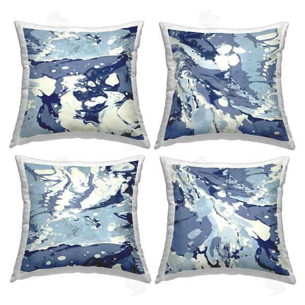 stupell industries Danielle Carson | Marbled Blue Abstract Fluid Forms Printed Throw Pillow Set