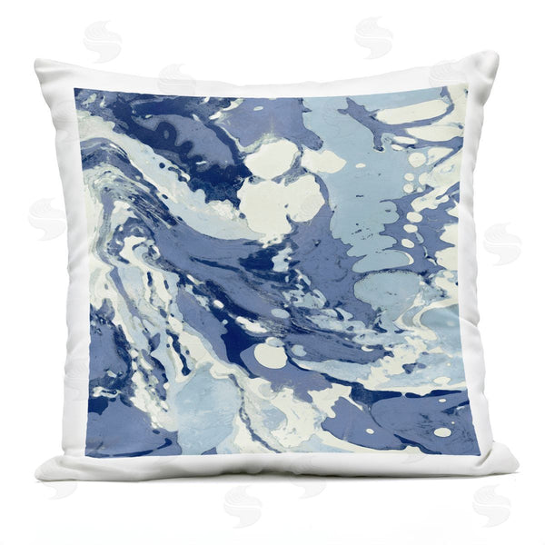 Stupell Industries Danielle Carson | Modern Blue Marbled Shapes Printed Throw Pillow