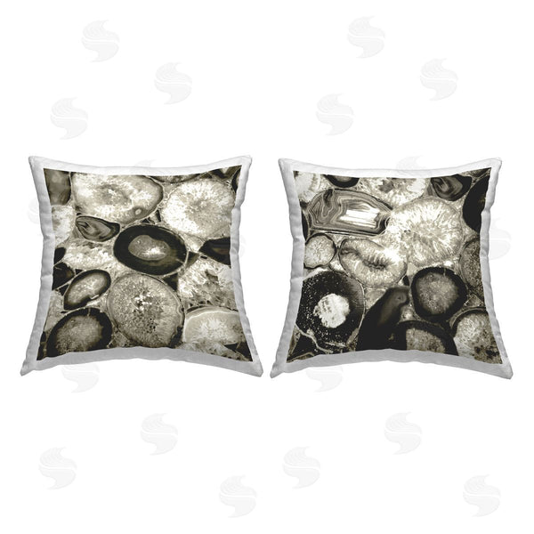 stupell industries Danielle Carson | Monochrome Geodes Agate Gems Printed Throw Pillow Set