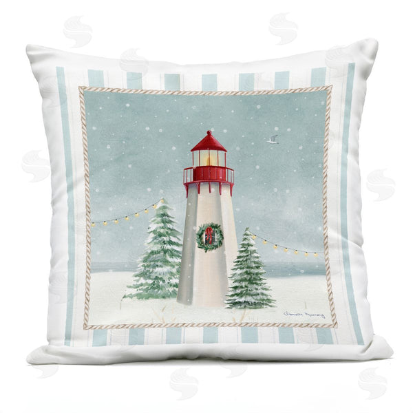 Stupell Industries Danielle Murray | Coastal Holiday Lighthouse Printed Throw Pillow