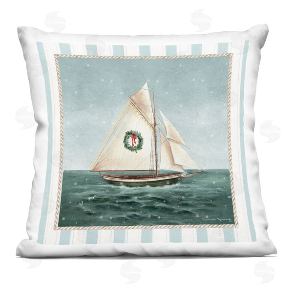 stupell industries Danielle Murray | Festive Winter Sailboat Printed Throw Pillow