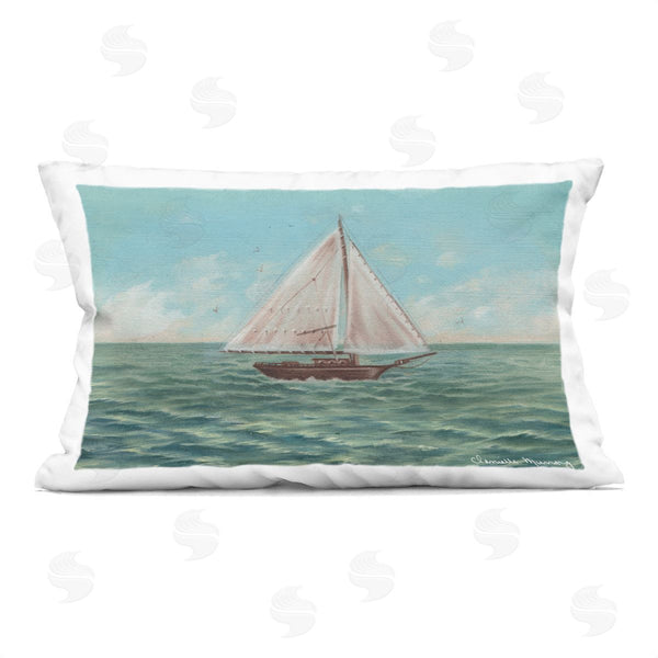 stupell industries Danielle Murray | Green Toned Classic Sailboat Printed Throw Pillow