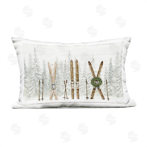 Stupell Industries Danielle Murray | Pine Lodge Ski Motif Printed Throw Pillow