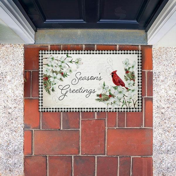 Stupell Industries Danielle Murray | Winter Cardinals & Dogwood Non-Woven Door Mat