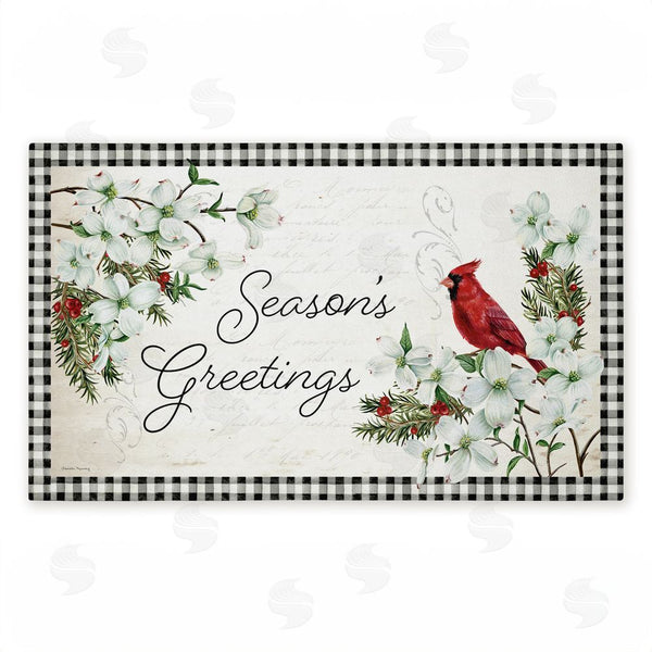 stupell industries Danielle Murray | Winter Cardinals & Dogwood Non-Woven Door Mat