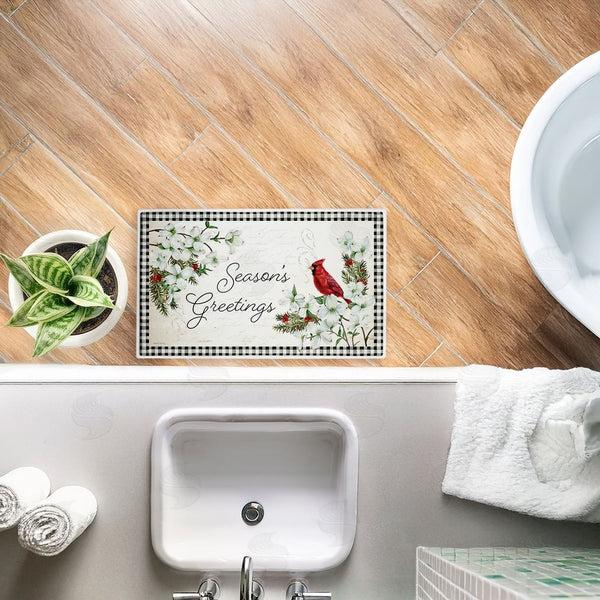 Stupell Industries Danielle Murray | Winter Cardinals & Dogwood Plush Bath Mat