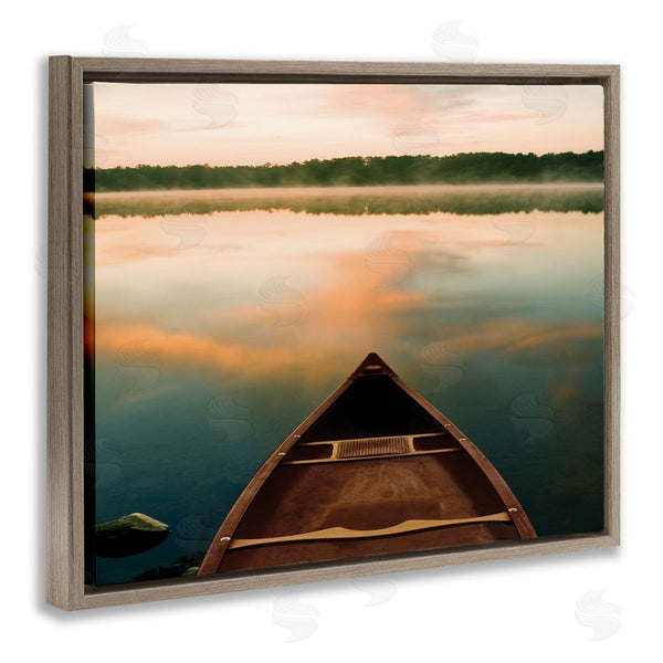 Stupell Industries Danita Delimont | Canoe On Lake Warm Sunrise