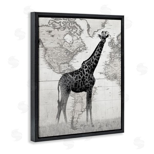 Stupell Industries Danita Delimont | Giraffe With Vintage World Map
