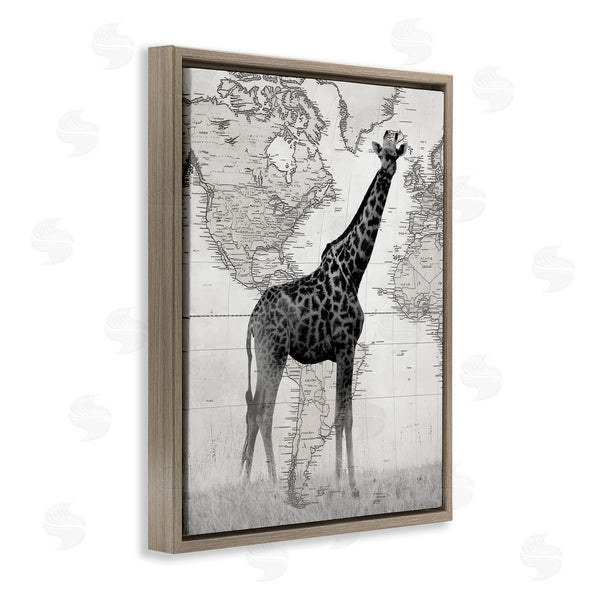 Stupell Industries Danita Delimont | Giraffe With Vintage World Map