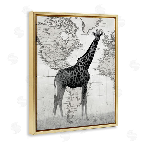 Stupell Industries Danita Delimont | Giraffe With Vintage World Map