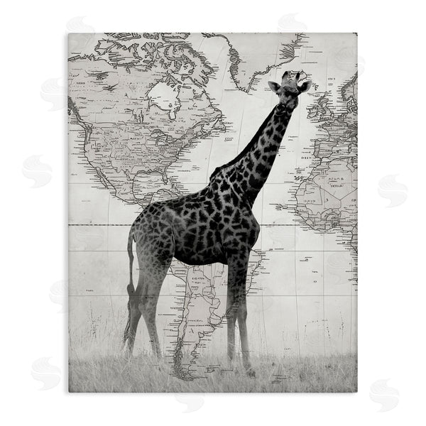 stupell industries Danita Delimont | Giraffe with Vintage World Map
