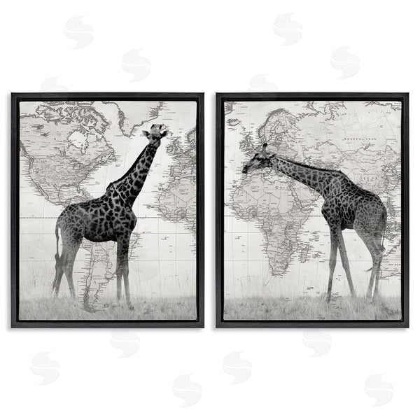 Stupell Industries Danita Delimont | Vintage Giraffes & Maps