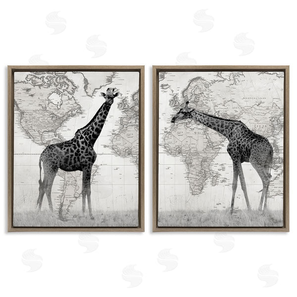 Stupell Industries Danita Delimont | Vintage Giraffes & Maps