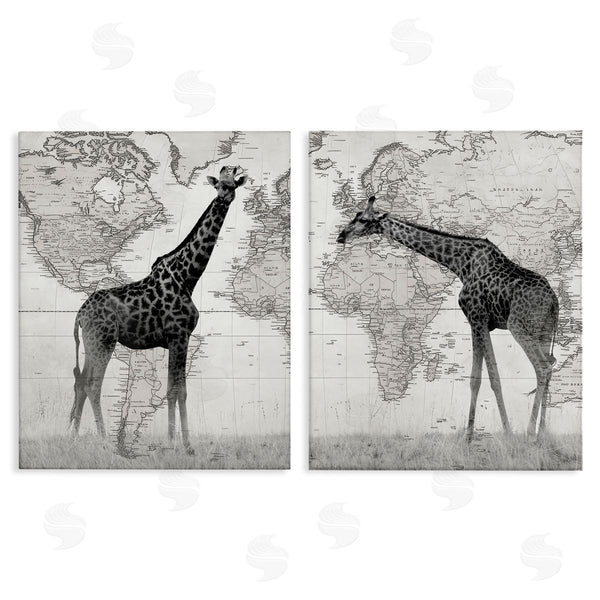 stupell industries Danita Delimont | Vintage Giraffes & Maps