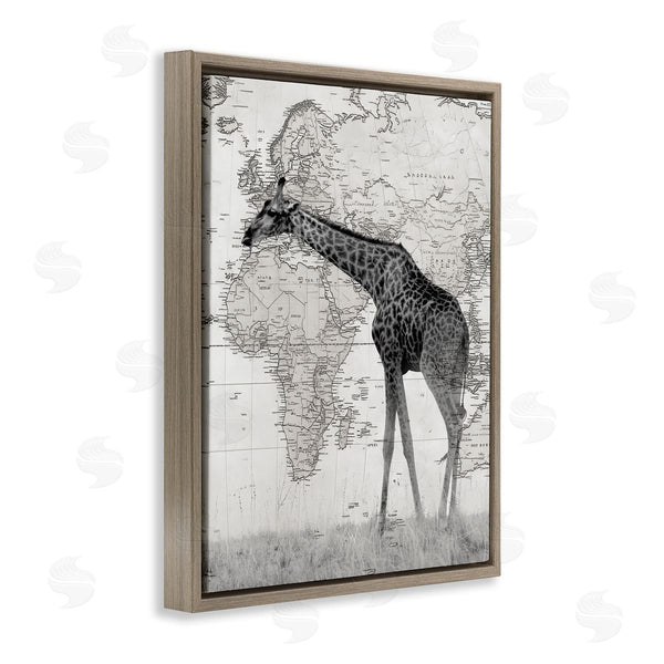 Stupell Industries Danita Delimont | Wild Giraffe With World Map