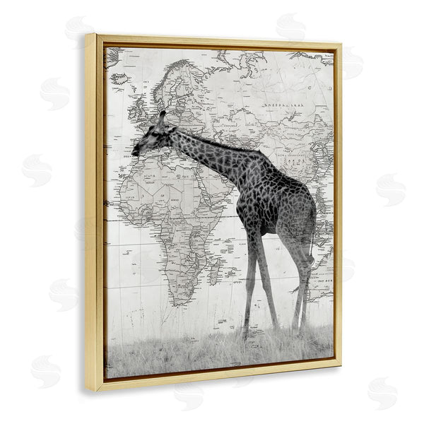 Stupell Industries Danita Delimont | Wild Giraffe With World Map
