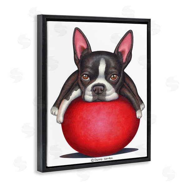 Stupell Industries Danny Gordan | Boston Terrier Big Red Ball Pet Dog Illustration Wall Art