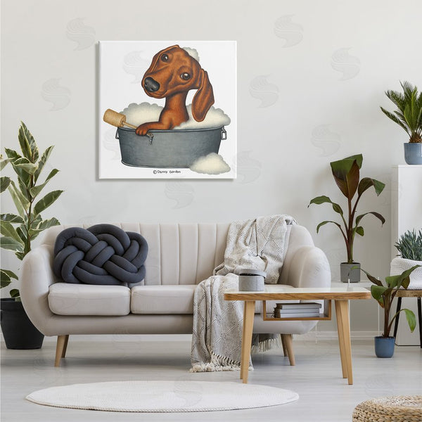 Stupell Industries Danny Gordan | Dachshund In Tin Tub Bubble Bath Country Pet Wall Art