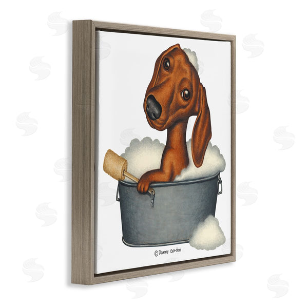 Stupell Industries Danny Gordan | Dachshund In Tin Tub Bubble Bath Country Pet Wall Art