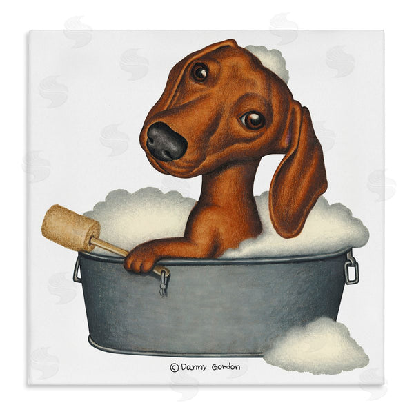 stupell industries Danny Gordan | Dachshund in Tin Tub Bubble Bath Country Pet Wall Art
