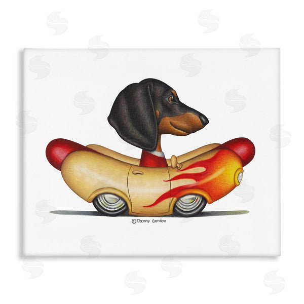 stupell industries Danny Gordan | Dachshund in Weenie Mobil
