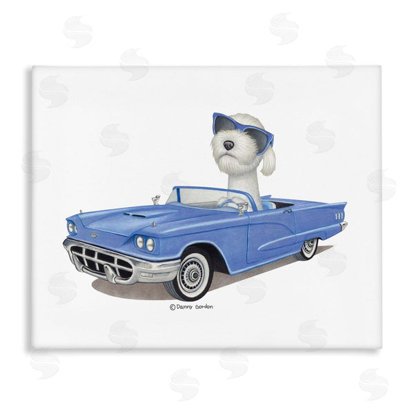 stupell industries Danny Gordan | Dog in Classic Blue Car Wall Art
