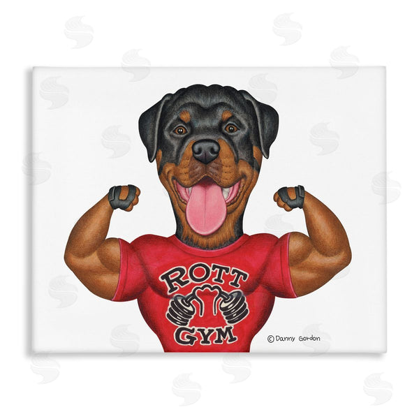 stupell industries Danny Gordan | Rott Gym Weightlifting Dog